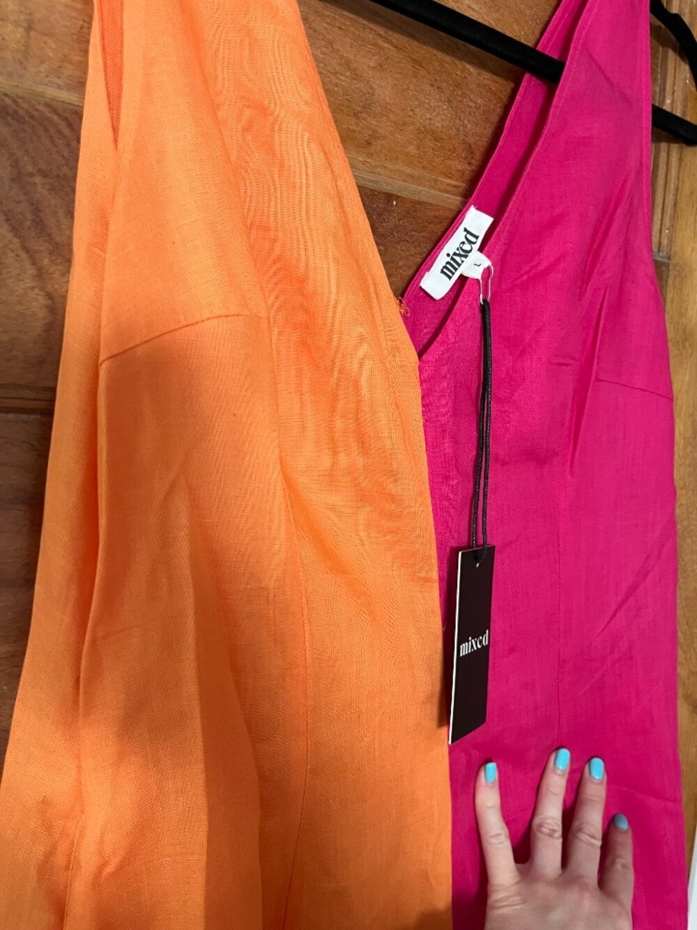 Mixed by Nasrin Linen Jumpsuit Color Block Size Large - Picture 4 of 4